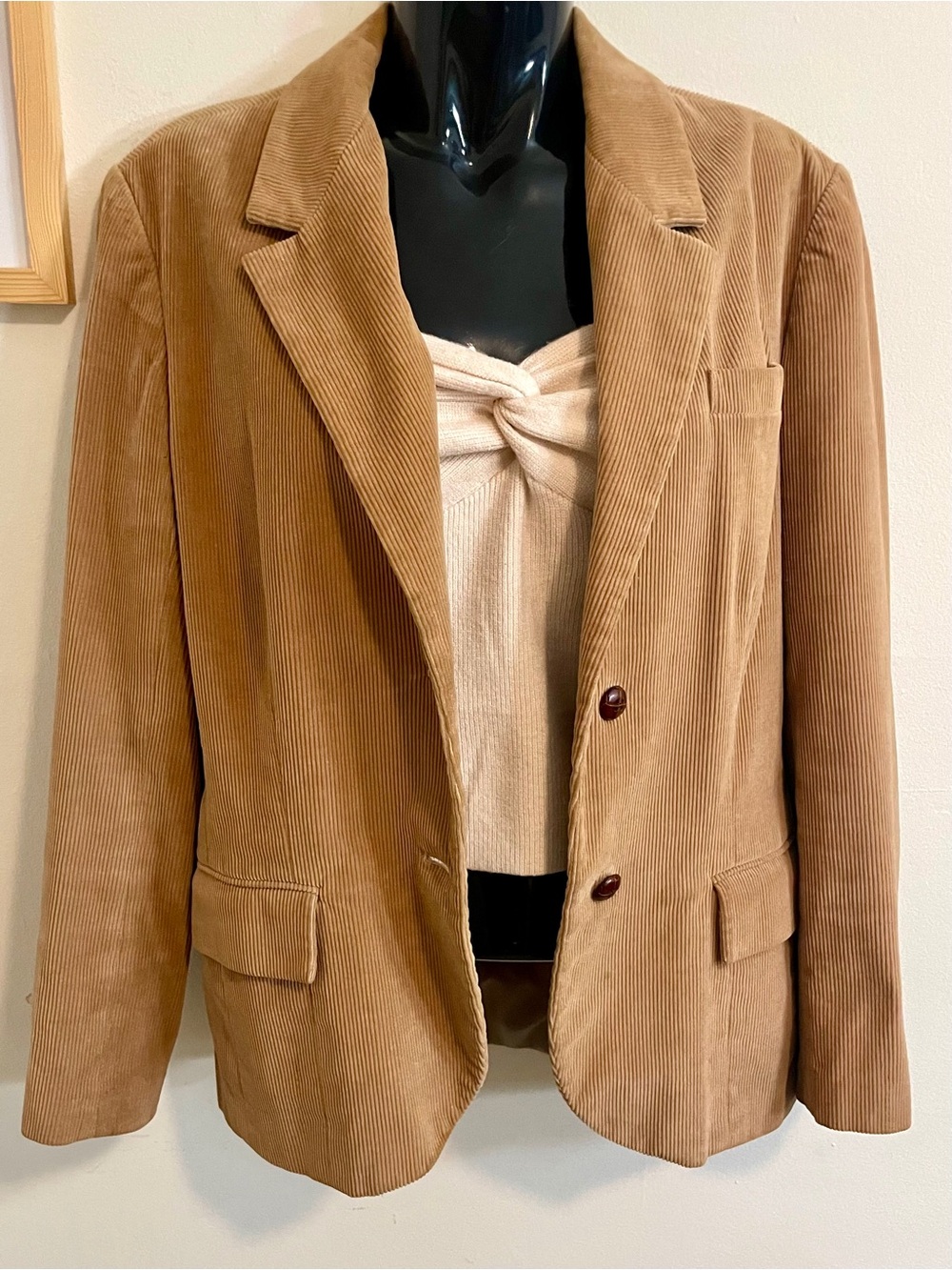Vintage Tan Camel Colored Corduroy Blazer Jacket 70s Vtg Sz 12 fits like Medium